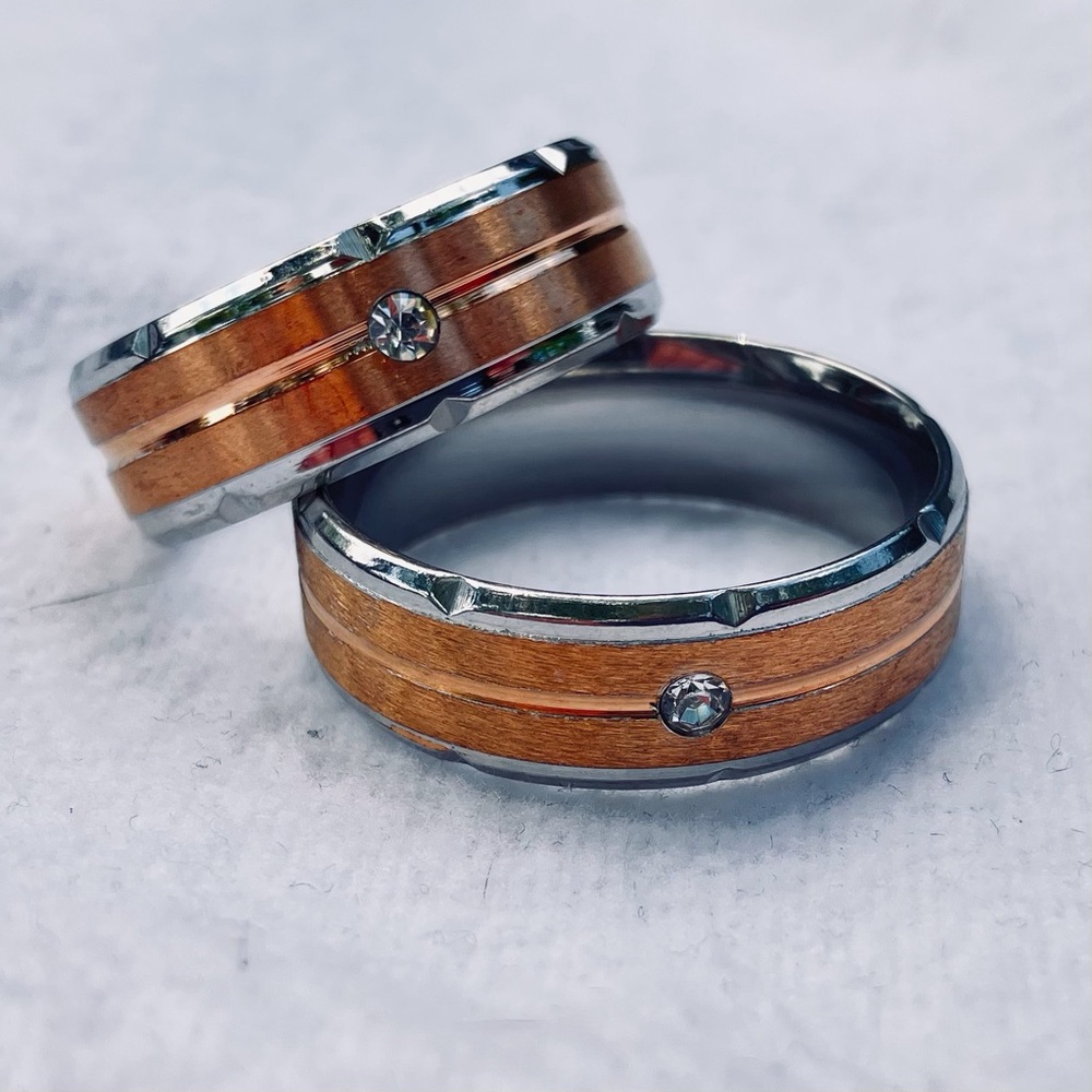 Stainless Steel Band Ring With Matte Rose Tone finish